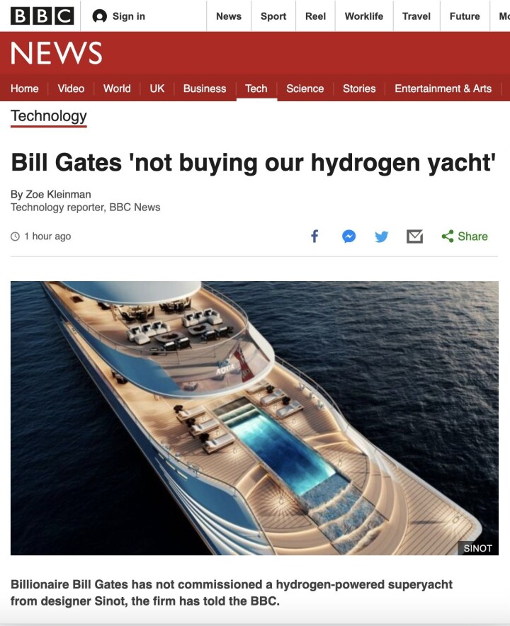BBC avslørte at yacht-saken om Bill Gates ikke stemte likevel.