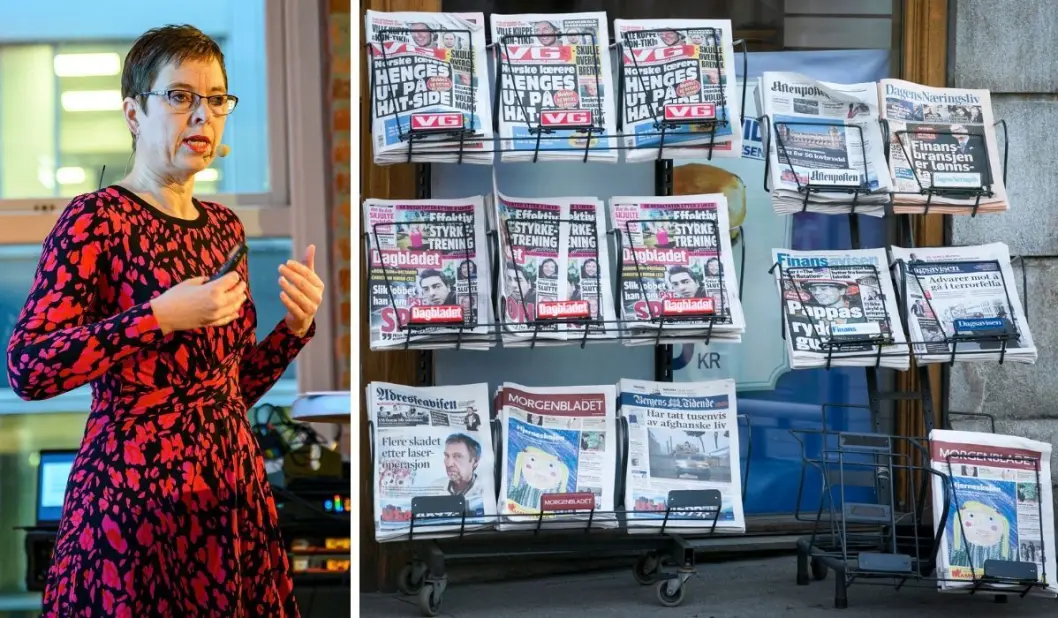 Direktør Mari Velsand og Medietilsynet offentliggjorde tirsdag hvilke mediehus som får pressestøtte. Direktør Mari Velsand og Medietilsynet offentliggjorde tirsdag hvilke mediehus som får pressestøtte.