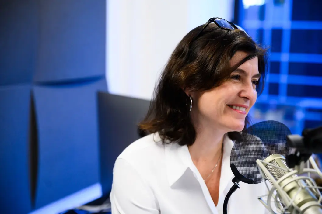 Kjersti Løken Stavrum under innspilling av Pressepodden fra Medier24. Kjersti Løken Stavrum under innspilling av Pressepodden fra Medier24.