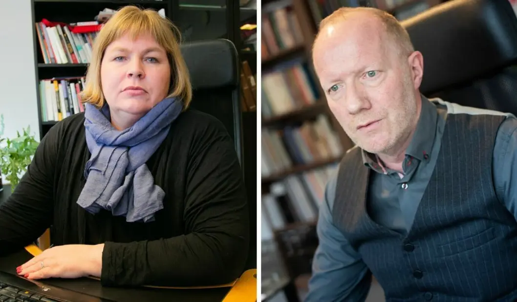Generalsekretærene Elin Floberghagen i Norsk Presseforbund og Arne Jensen i Norsk Redaktørforening. Generalsekretærene Elin Floberghagen i Norsk Presseforbund og Arne Jensen i Norsk Redaktørforening.