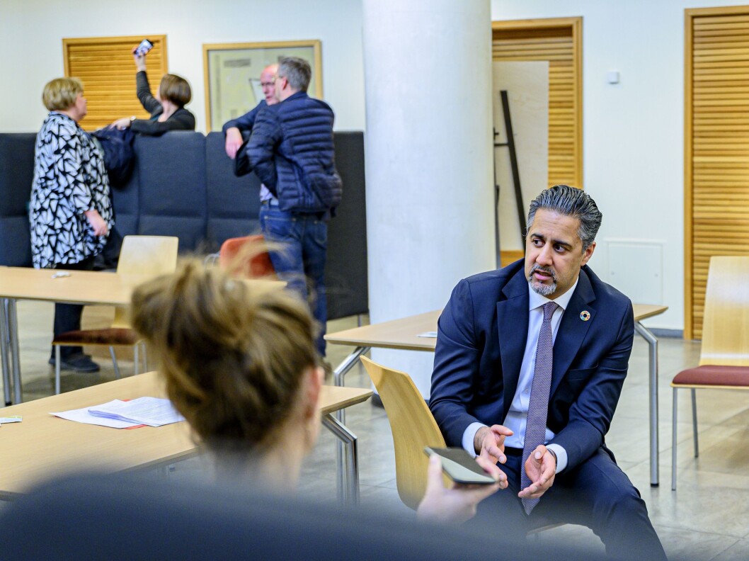 Abid Raja, her fra møtet med presseorganisasjonene før påske. Abid Raja, her fra møtet med presseorganisasjonene før påske.