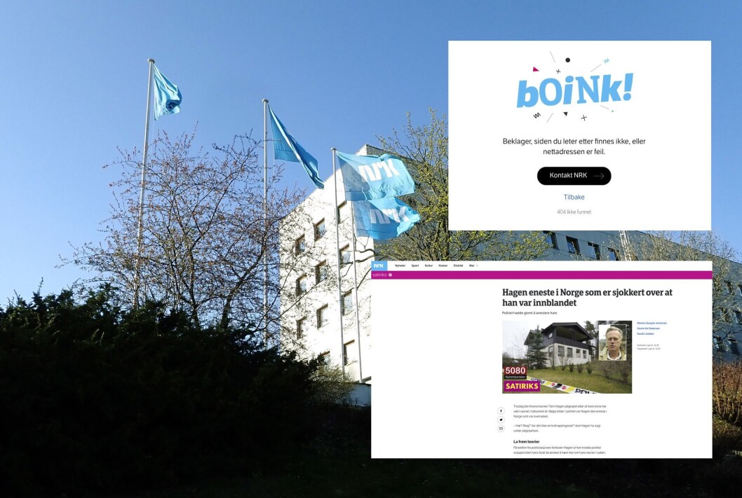 NRK slettet satirisk artikkel fra NRK Satiriks om Hagen-forsvinningen. NRK slettet satirisk artikkel fra NRK Satiriks om Hagen-forsvinningen.