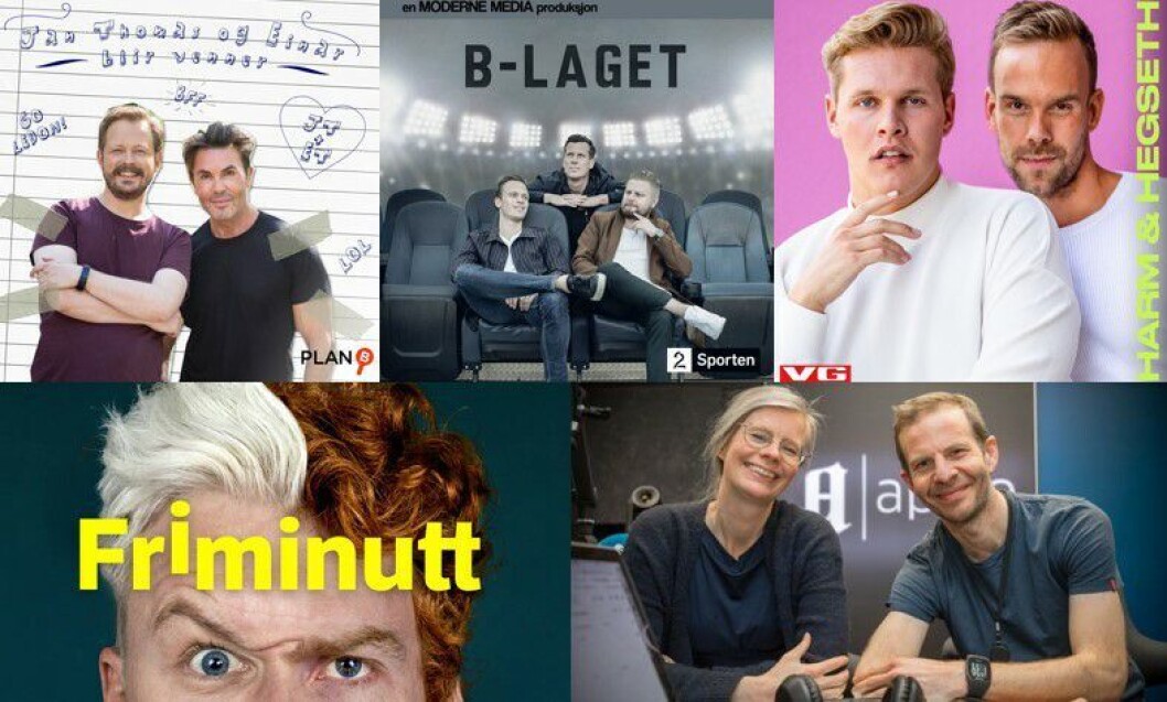 NRKs «Friminutt» med Herman Flesvig og Mikkel Niva, VGs «Harm og Hegseth» og Aftenpostens «Aftenpodden» er blant de nominerte i de to podkast-kategoriene. NRKs «Friminutt» med Herman Flesvig og Mikkel Niva, VGs «Harm og Hegseth» og Aftenpostens «Aftenpodden» er blant de nominerte i de to podkast-kategoriene.