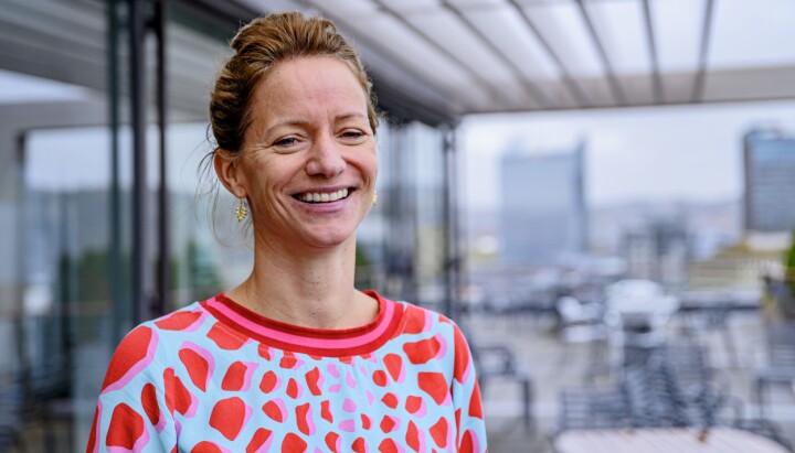 Konsernsjef i NHST, Hege Yli Melhus Ask, her under Medienettverkets høstmøte 2019.