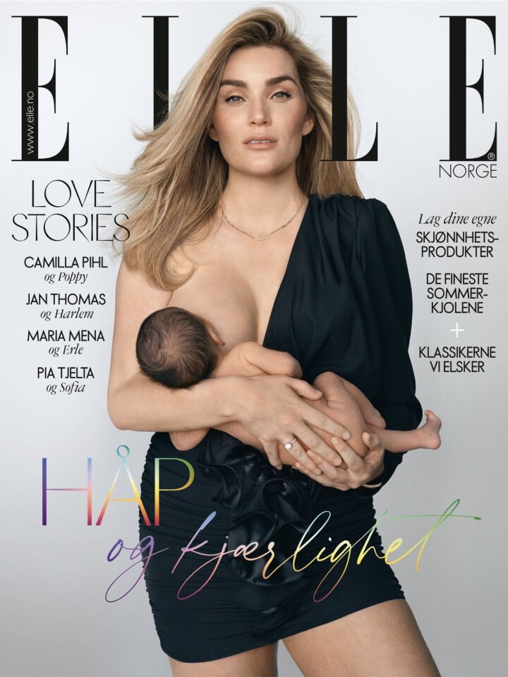 Camilla Pihl på forsiden av Elles nyeste nummer i Norge. Foto: Skjermdump Elle.no.