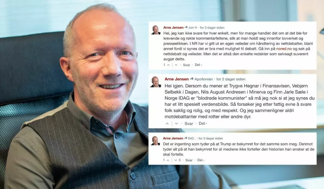 Generalsekretær Arne Jensen i Norsk Redaktørforening. Her med eit knippe kommentarar frå Resett sitt kommentarfelt.