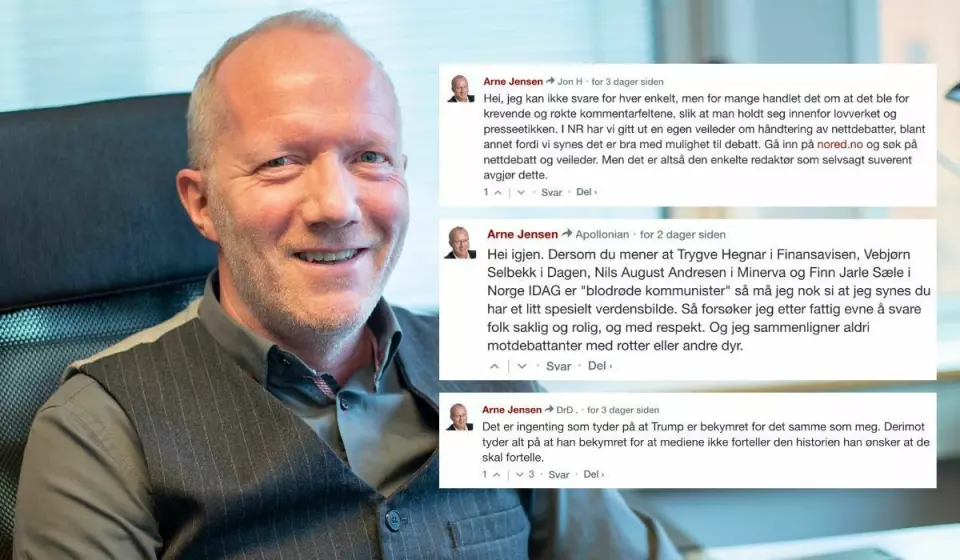 Generalsekretær Arne Jensen i Norsk Redaktørforening. Her med eit knippe kommentarar frå Resett sitt kommentarfelt.