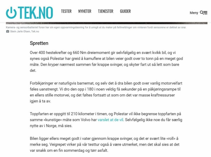Slik så saken ut hos Tek.no da den ble publisert lørdag 4.juli.