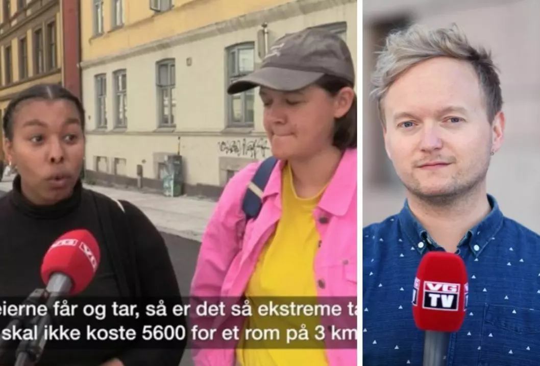 Skjermdump av VGTVs reportasje og reporterJ Espen Moe Breivik.