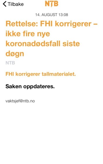 Slik så korrigeringen ut i NTB-appen. Slik så korrigeringen ut i NTB-appen.