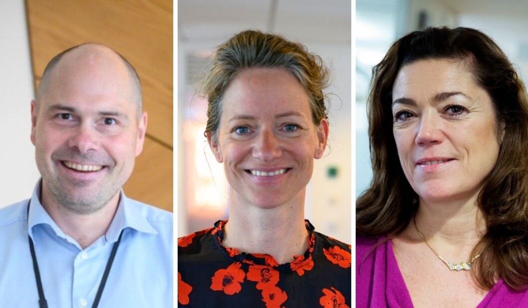 Amedia-konsernsjef Anders Opdahl, NHST-sjef Hege Yli Melhus Ask og Kristin Skogen Lund, konsernsjef i Schibsted. Amedia-konsernsjef Anders Opdahl, NHST-sjef Hege Yli Melhus Ask og Kristin Skogen Lund, konsernsjef i Schibsted.
