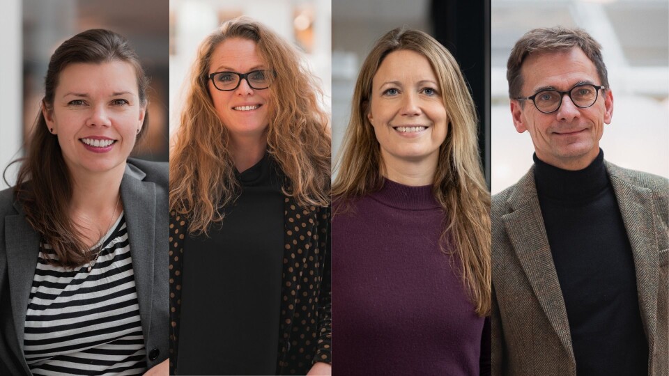 Fra venstre: Bente Kalsnes, førsteamanuensis ved Høyskolen Kristiania. Gerda M. S. Brechan, forretningsutvikler ved Høyskolen Kristiania. Therese Manus, leder i Kommunikasjonsforeningen og Christen Krogh, prorektor ved Høyskolen Kristiania. Fra venstre: Bente Kalsnes, førsteamanuensis ved Høyskolen Kristiania. Gerda M. S. Brechan, forretningsutvikler ved Høyskolen Kristiania. Therese Manus, leder i Kommunikasjonsforeningen og Christen Krogh, prorektor ved Høyskolen Kristiania.