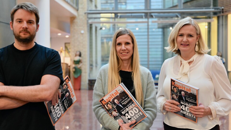 Kapital-journalistene Rikard Solem, Tonje Tellefsen og redaktør Vibeke Holt er alle stolte over magasinets liste over landets 400 rikeste personer.