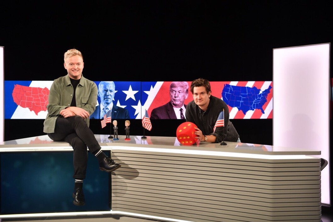 Studioanker Espen Moe Breivik og reporter Matteus Ketner styrer VGTV sin dekning av USA-valget fra Oslo. Studioanker Espen Moe Breivik og reporter Matteus Ketner styrer VGTV sin dekning av USA-valget fra Oslo.