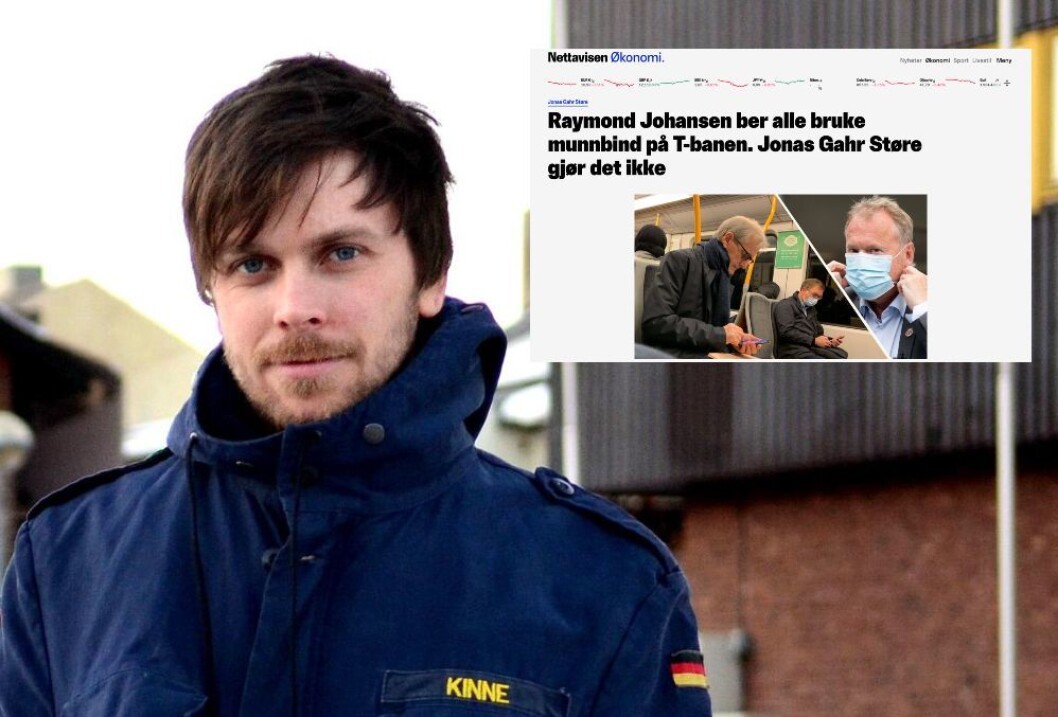 Journalist Amund Trellevik er kritisk til Nettavisens sak om Jonas Gahr Støre uten munnbind på t-banen. Journalist Amund Trellevik er kritisk til Nettavisens sak om Jonas Gahr Støre uten munnbind på t-banen.