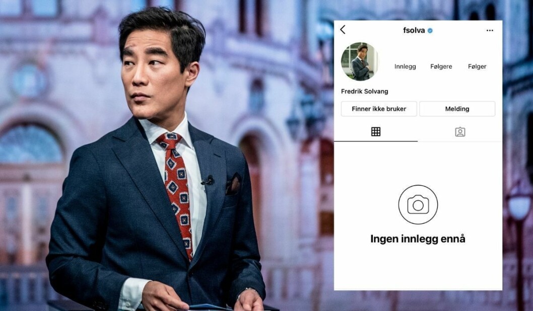 Fredrik Solvangs Instagram-konto så slik ut gjennom store deler av fredagen. Fredrik Solvangs Instagram-konto så slik ut gjennom store deler av fredagen.