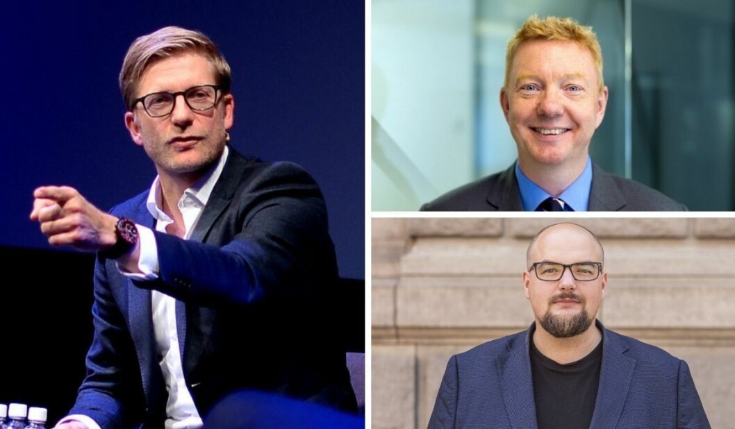 Tut & Mediekjør-programleder Svein Tore Bergestuen (fra venstre), First House-rådgiver Hans-Christian Vadseth og Medier24-redaktør Erik Waatland. Tut & Mediekjør-programleder Svein Tore Bergestuen (fra venstre), First House-rådgiver Hans-Christian Vadseth og Medier24-redaktør Erik Waatland.