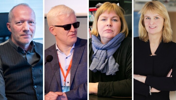 Generalsekretær i Norsk Redaktørforening, Arne Jensen, påtroppende leder i Norsk Journalistlag, Dag Idar Tryggestad, generalsekretær i Norsk Presseforbund, Elin Floberghagen og Randi S. Øgrey administrerende direktør Mediebedriftenes Landsforening (MBL).
