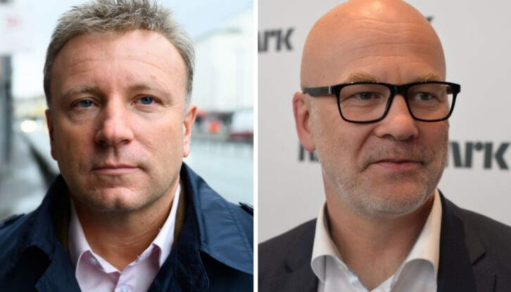 Sjefredaktør Vebjørn Selbekk i Dagen og kringkastingssjef Thor Gjermund Eriksen i NRK.