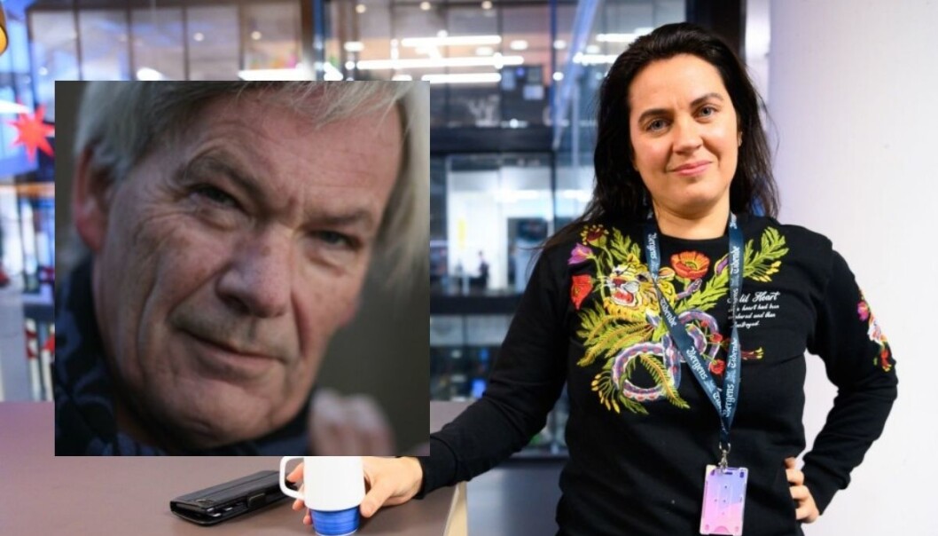 Leif Drillestad (innfelt) skriver om Bergens Tidendes koronastøtte, her representert ved sjefredaktør Frøy Gudbrandsen. Leif Drillestad (innfelt) skriver om Bergens Tidendes koronastøtte, her representert ved sjefredaktør Frøy Gudbrandsen.
