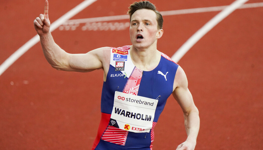 Karsten Warholm - her etter 300m hekk for menn under Impossible Games 2020 på Bislett. Karsten Warholm - her etter 300m hekk for menn under Impossible Games 2020 på Bislett.