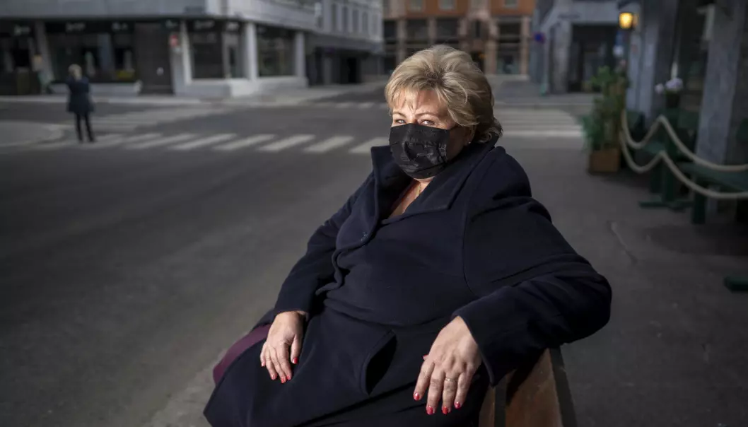 Statsminister Erna Solberg (H) brøt smittevernreglene flere ganger i vinterferien. Foto: Heiko Junge / NTB
