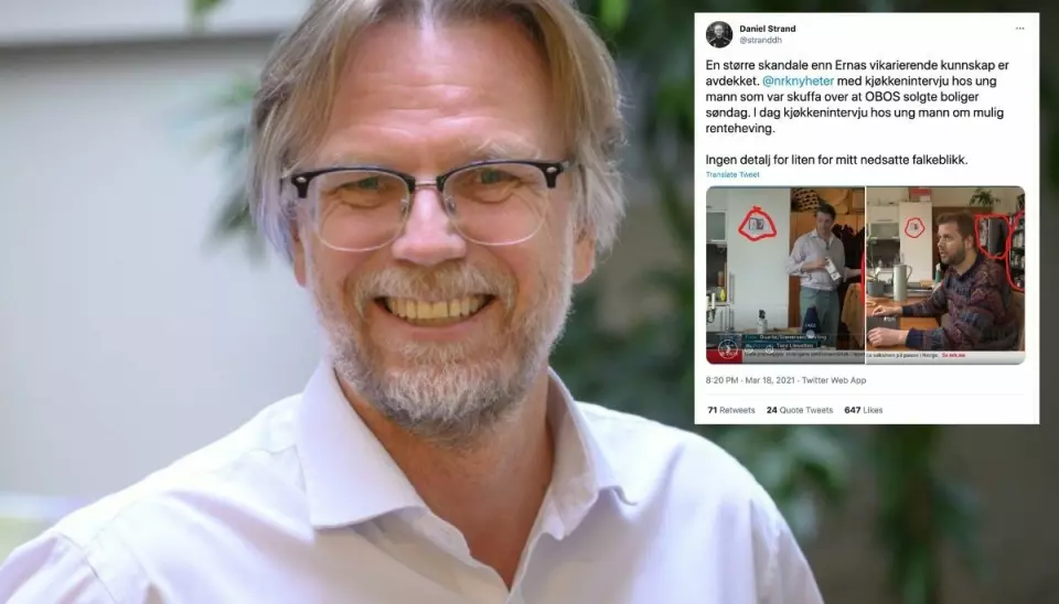 NRKs nyhetssjef, Kyrre Nakkim, mener NRKs bruk av to kilder fra samme kollektiv er en morsom tilfeldighet.