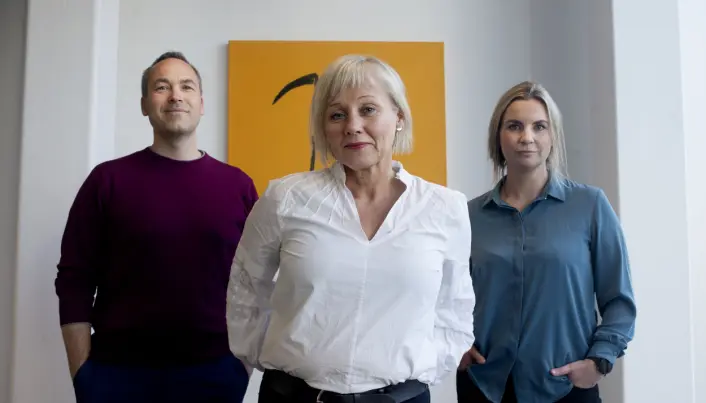 Disse er programledere for den nye podden. Fra venstre: Rune Christophersen, Kjersti Mjør og Anna Magnus. Disse er programledere for den nye podden. Fra venstre: Rune Christophersen, Kjersti Mjør og Anna Magnus.