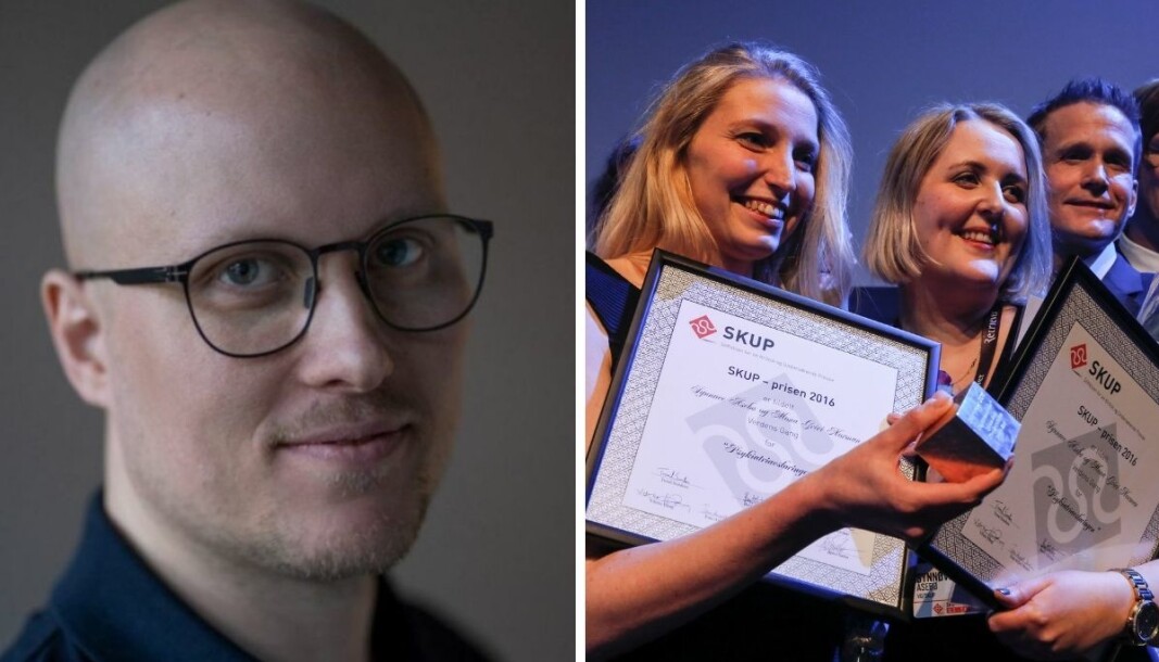 Andreas Ryen Eidem (til venstre) skriver om SKUP-prisen - her representert ved vinnerne i 2017, Mona Grivi Norman (t.v.) og Synnøve Åsebø i VG. Andreas Ryen Eidem (til venstre) skriver om SKUP-prisen - her representert ved vinnerne i 2017, Mona Grivi Norman (t.v.) og Synnøve Åsebø i VG.