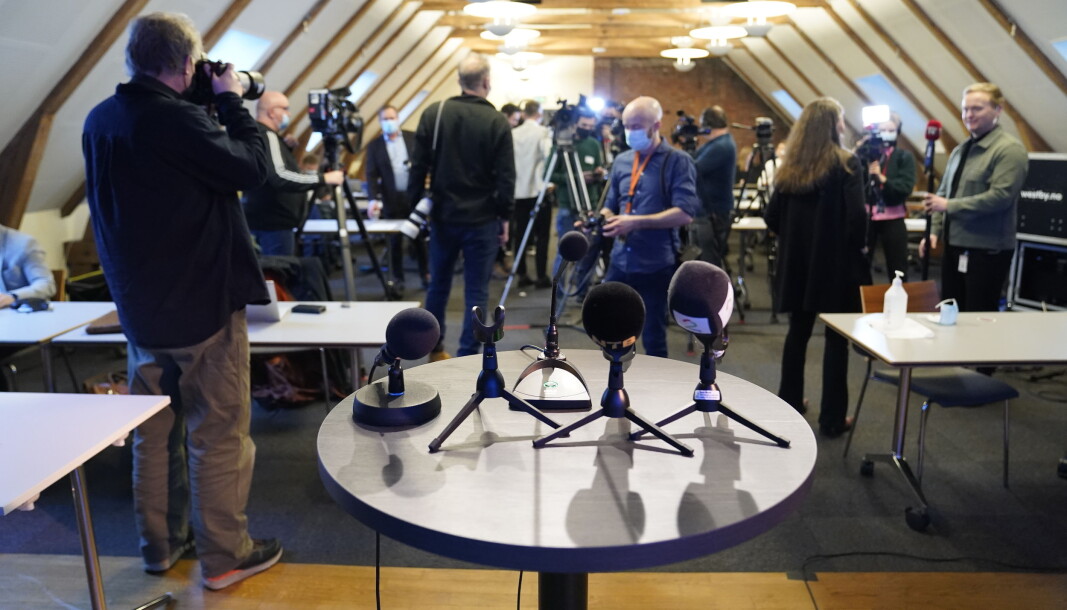 Et knippe journalister avbildet på en pressekonferanse på Stortinget tidligere i år. Et knippe journalister avbildet på en pressekonferanse på Stortinget tidligere i år.