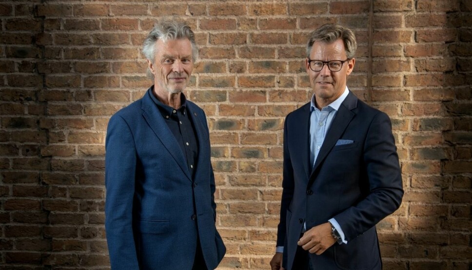 Tom Harald Jenssen, forlagsdirektør i Cappelen Damm og Steffen Kragh, konsernsjef i Egmont og styreleder i Cappelen Damm holding.