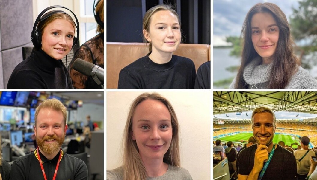 VG ruster opp sin podkastavdeling med disse seks i nye stillinger: Emilie Hald Torp (øverst fra venstre), Natalie Remøe Hansen, Vilde Kalsaas Worren, Jonathan Falk Systad, Ida Thune Øritsland og Christian Thorkildsen. VG ruster opp sin podkastavdeling med disse seks i nye stillinger: Emilie Hald Torp (øverst fra venstre), Natalie Remøe Hansen, Vilde Kalsaas Worren, Jonathan Falk Systad, Ida Thune Øritsland og Christian Thorkildsen.