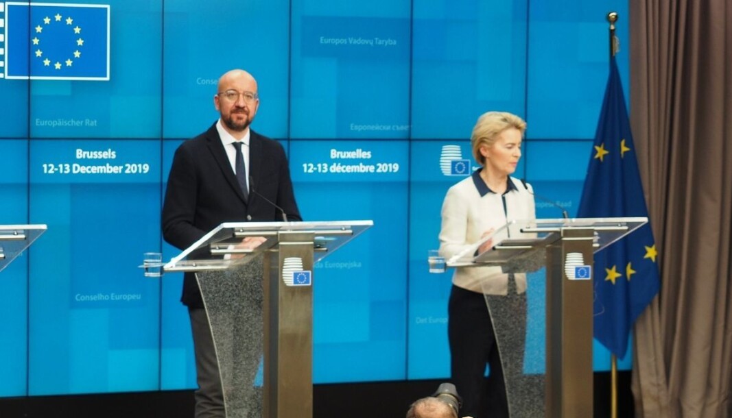 EU-president Charles Michel (til venstre) avbildet med Europakommisjonens president, Ursula von der Leyen. EU-president Charles Michel (til venstre) avbildet med Europakommisjonens president, Ursula von der Leyen.