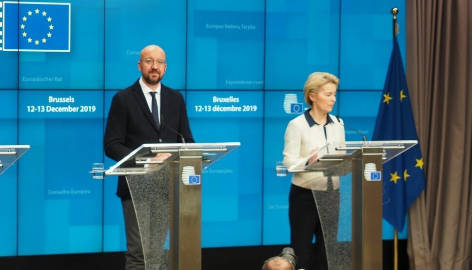 EU-president Charles Michel (til venstre) avbildet med Europakommisjonens president, Ursula von der Leyen.