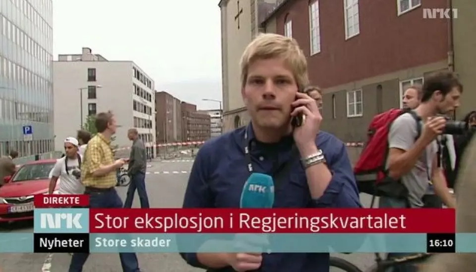 Peter Svaar var blant de første journalistene som kom til regjeringskvartalet etter bombeeksplosjonen 22. juli.