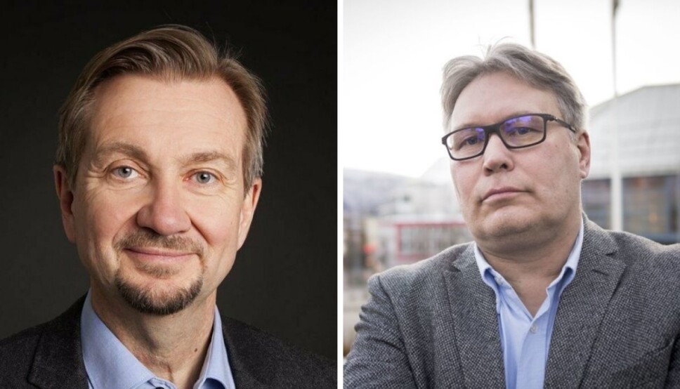 Fagmedarbeider ved Institutt for Journalistikk og mediekritisk spaltist i Medier24, Trygve Aas Olsen, og politisk redaktør Skjalg Fjellheim i Nordlys Fagmedarbeider ved Institutt for Journalistikk og mediekritisk spaltist i Medier24, Trygve Aas Olsen, og politisk redaktør Skjalg Fjellheim i Nordlys