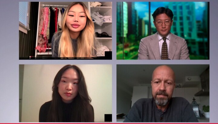Influenser Jenny Huse, subjekt-redaktør Danby Choi, journalist Maria Lervik og etikkredaktør i NRK, Per Arne Kalbakk.