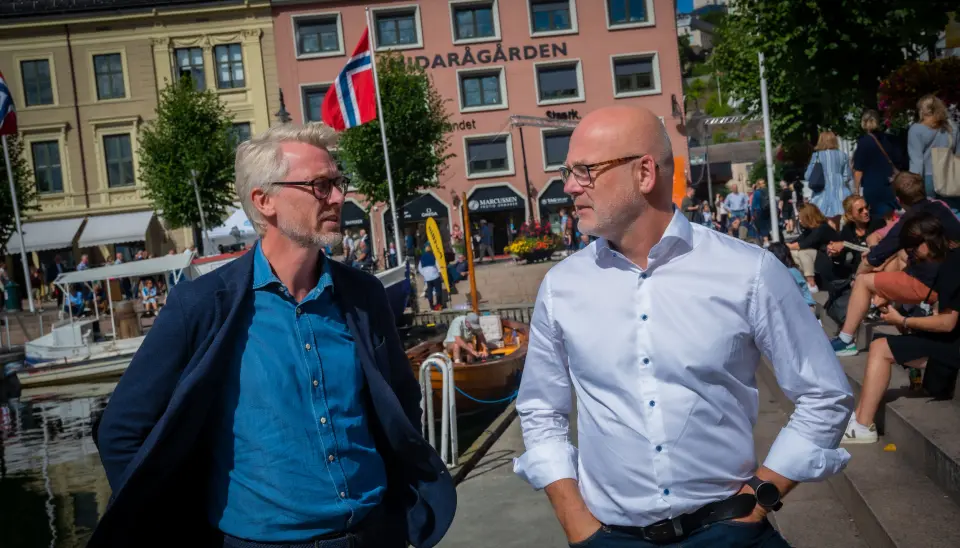 TV 2 sjef Olav Sandnes og kringkastingssjef Thor Gjermund Eriksen TV 2 sjef Olav Sandnes og kringkastingssjef Thor Gjermund Eriksen