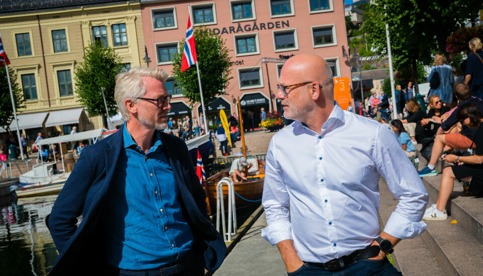 TV 2-sjef Olav Sandnes og kringkastingssjef Thor Gjermund Eriksen