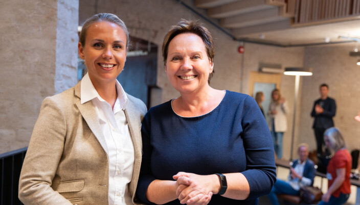 Kathrine Saastad (til venstre), CEO DIAR og Anne Jacobsen, CEO Media City Bergen er ett av de nye parene som møttes torsdag.