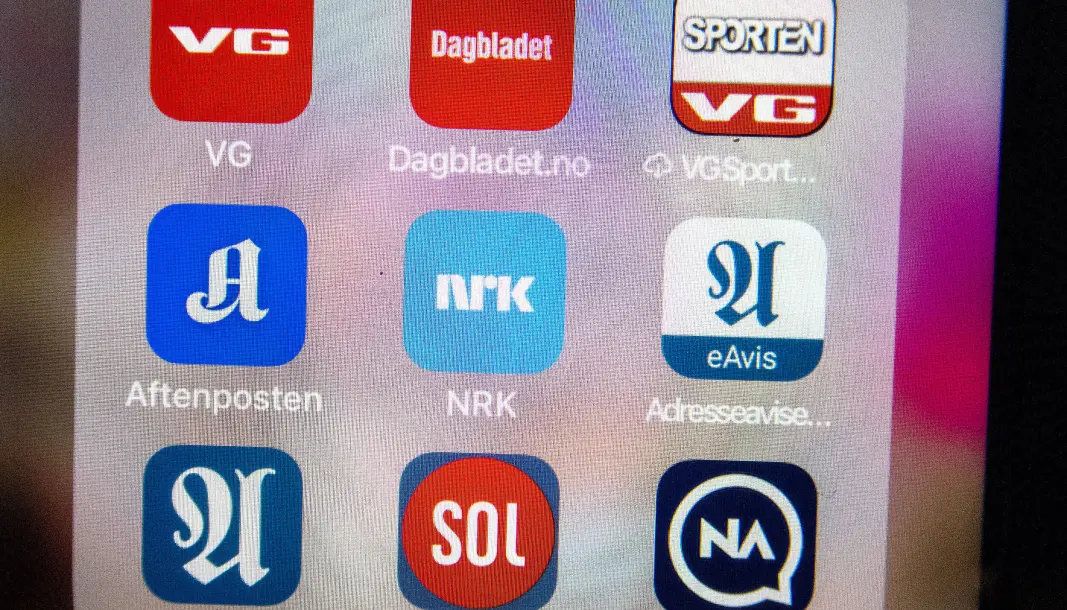 Illustrasjonsbilde: VG, Dagbladet, VGsport, Aftenposten, NRK, Adressa, SOL og Nettavisen-appene på mobil. Illustrasjonsbilde: VG, Dagbladet, VGsport, Aftenposten, NRK, Adressa, SOL og Nettavisen-appene på mobil.