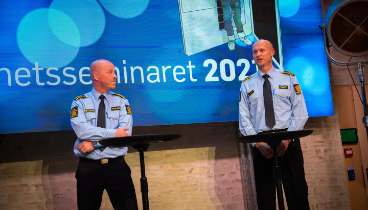 Runar Skarnes, leder for operasjonssentralen i Oslo politidistrikt og operasjonsleder Tore Solberg under Åpenhetsseminaret 2021.