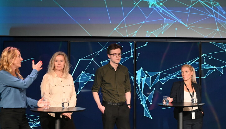 Johanna Bäckström Lerneby, Hanne Marie Brevik, Øystein Hernes og Trine Melheim Ness deltok på et arrangement om graving i sportsjournalistikken i MCB, torsdag morgen.
