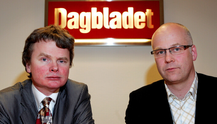 Lars Helle (til venstre) ble konstituert sjefredaktør i Dagbladet da Thor Gjermund Eriksen gikk av i 2006. Lars Helle (til venstre) ble konstituert sjefredaktør i Dagbladet da Thor Gjermund Eriksen gikk av i 2006.