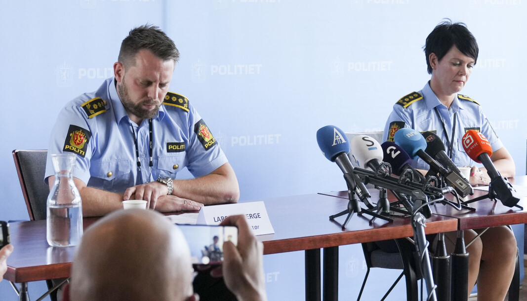 Politiinspektørene Lars Ole Berge og Unni Byberg Malmin fortalte at de hadde pågrepet en mann 3. september. Politiinspektørene Lars Ole Berge og Unni Byberg Malmin fortalte at de hadde pågrepet en mann 3. september.
