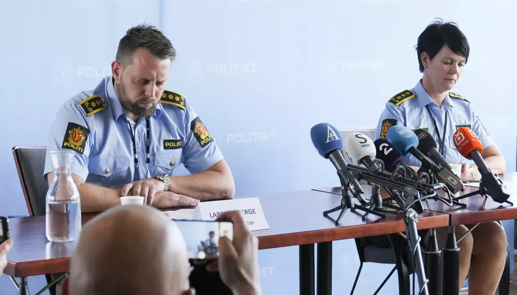 Politiinspektørene Lars Ole Berge og Unni Byberg Malmin fortalte at de hadde pågrepet en mann 3. september.