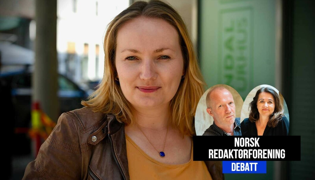 Arne Jensen og Reidun Kjelling Nybø i Norsk Redaktørforening svarer Ida Eliassen-Coker Arne Jensen og Reidun Kjelling Nybø i Norsk Redaktørforening svarer Ida Eliassen-Coker