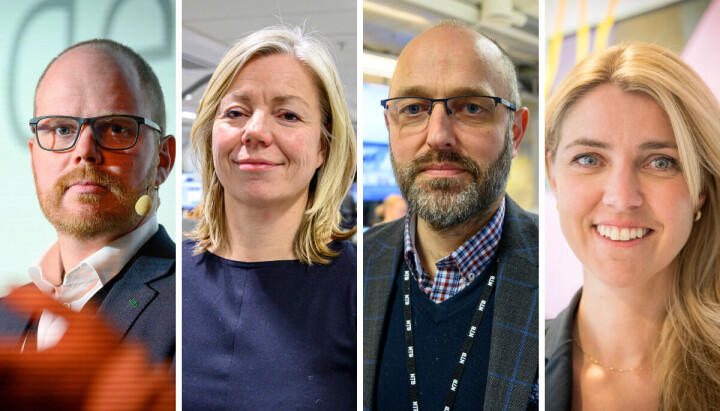 VG-sjef, Gard Steiro, ansvarlig redaktør i Aftenposten, Trine Eilertsen, avtroppende NTB-sjef, Mads Yngve Storvik og ansvarlig redaktør i Dagbladet, Alexandra Beverfjord.