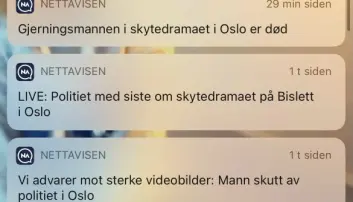 Tre av push-varslene Nettavisen sendte meg i dag Tre av push-varslene Nettavisen sendte meg i dag