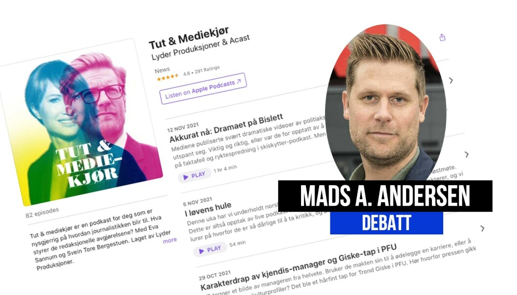 Mads A. Andersen kritiserer podkast med mediekritikk. Mads A. Andersen kritiserer podkast med mediekritikk.